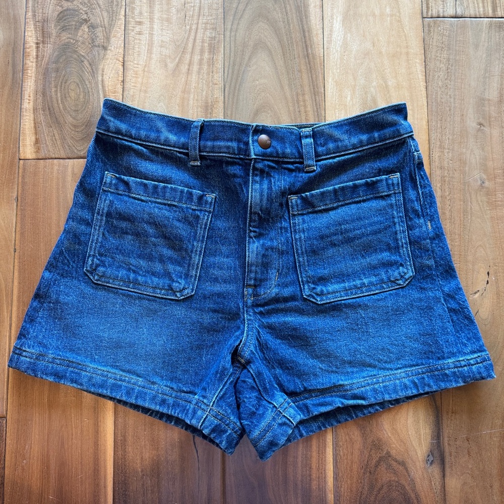 Madewell Emmett shorts Dark Blue High-Rise Patch Pocket 27